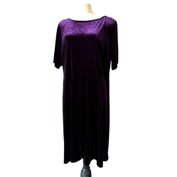 Joanna Hope Purple Velvet Maxi Dress Sz 24 Womens Plus Short Sleeve - Picture 5 of 9